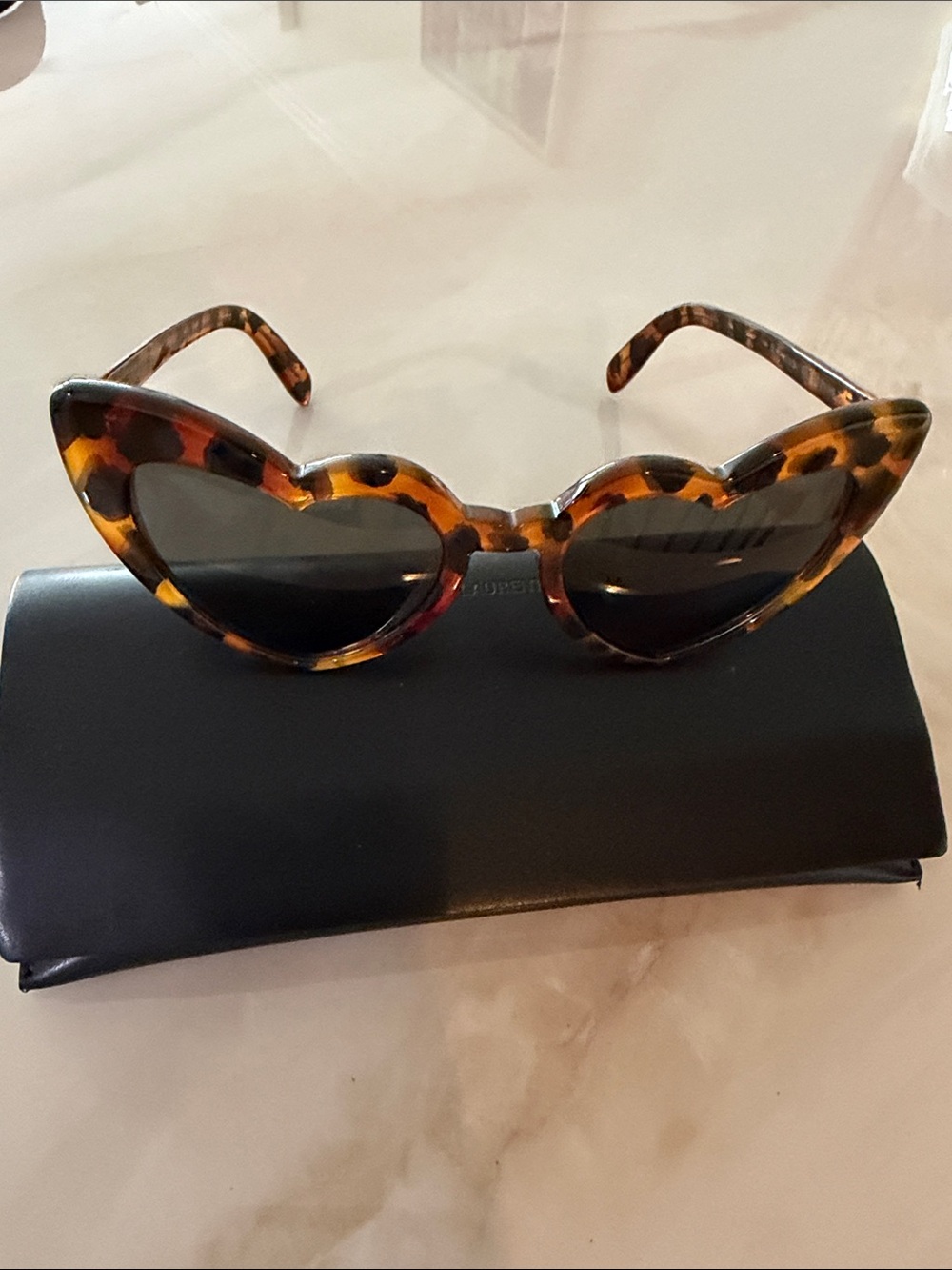 Saint Laurent Tortoiseshell Heart Sunglasses - Tortoise/Brown Lenses - Picture 6 of 7